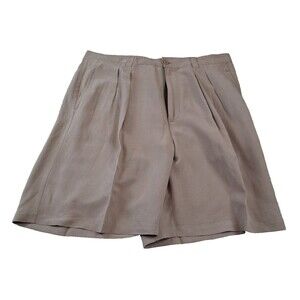 Cumran Men’s Silk Linen Shorts Size 36 Pleated Lightweight Dress Shorts
